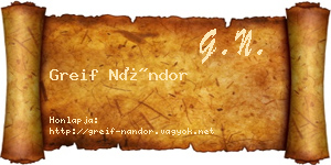 Greif Nándor névjegykártya
